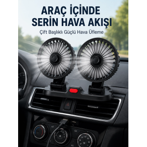 Ayarlanabilir Çift Başlıklı Sessiz Araç İçi Vantilatör