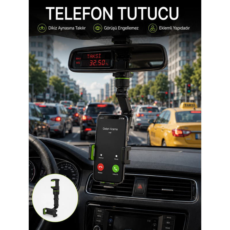Ayarlanabilir Dikiz Aynası Telefon Tutucu Görüş Açısını Engellemeyen Araç Aparatı Ayarlanabilir Dikiz Aynası Telefon Tutucu Görüş Açısını Engellemeyen Araç Aparatı