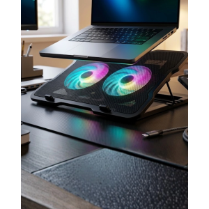 Ayarlanabilir Laptop Soğutucu Çift Fan Rgb Işıklı Sessiz Çalışan
