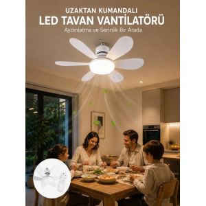 Ayarlanabilir Parlaklık Özellikli Led Tavan Vantilatörü Süper Sessiz Motor Teknolojisi Ve Güçlü Hava Akışı