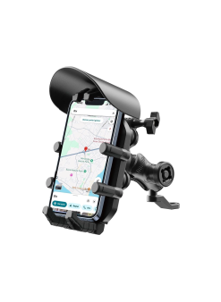 Ayna Bağlantılı Güneş Ve Yağmur Korumalı 360° Derece Ayarlanabilir Motosiklet Telefon Tutucu
