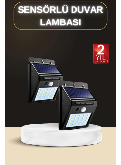 Bahçe Aydınlatma Sensörlü Güneş Enerjili Duvar Lambası 40 Led Işık