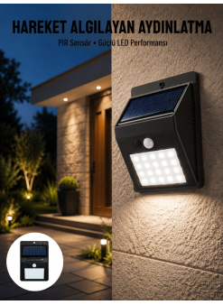 Bahçe Aydınlatması Güneş Enerjili Led Işık Lamba Sensörlü Dekoratif Yeni Nesil
