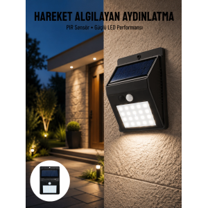 Bahçe Aydınlatması Güneş Enerjili Led Işık Lamba Sensörlü Dekoratif Yeni Nesil