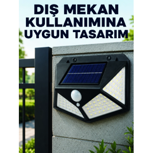 Bahçe Balkon Garaj Ve Girişler İçin Güneş Enerjili Hareket Sensörlü Led Duvar Lambası