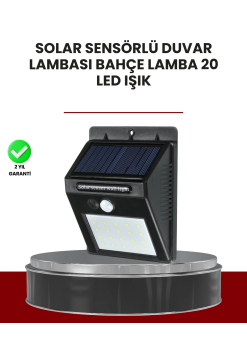 Bahçe Ve Dış Mekanlar İçin Güneş Enerjili 20 Led Hareket Sensörlü Lamba
