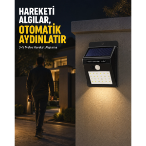 Bahçe Ve Veranda İçin Güneş Paneli İle Otomatik Şarj Olan Led Duvar Lambası