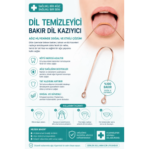 Bakır Dil Temizleme Atı – Dil Temizleyici – Ağız Bakım Atı – Dil Kazıyıcı – Metal Dil Temizleme Ekipmanı