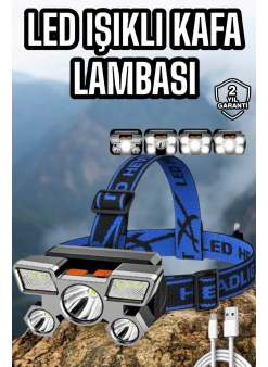 Balıkçı Kafa Lambası Led Işık 4 Farklı Mod Esnek Ve Ayarlanabilir