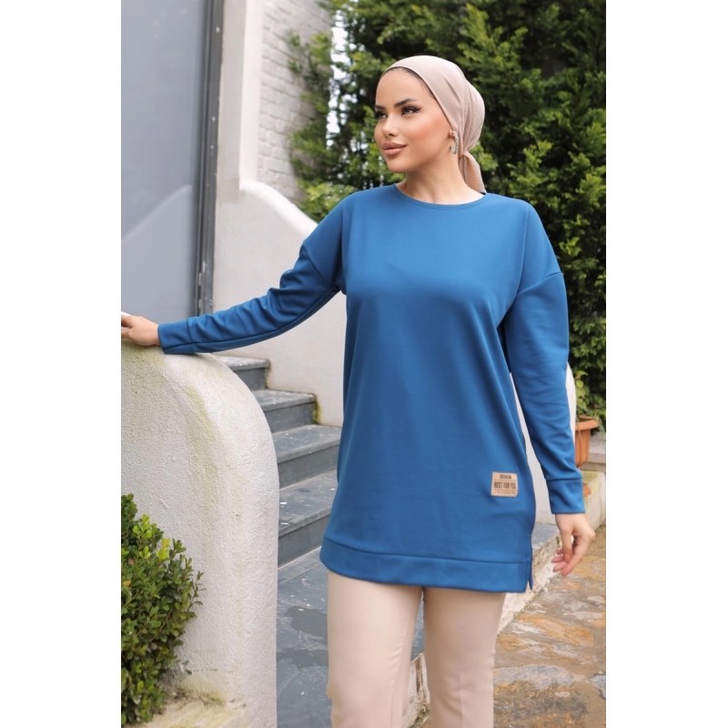 Yeni Stil Mavi Arma Detay Tunik 10020 Yeni Stil Mavi Arma Detay Tunik 10020