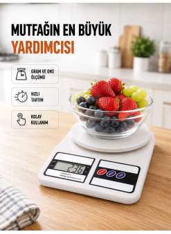 Beyaz Plastik Dijital Mutfak Tartısı – 24x16.8x1.5cm