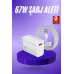 Beyaz Ultra Plus Hızlı Şarj Seti Şarj Adaptörü Ve Kablosu 67w