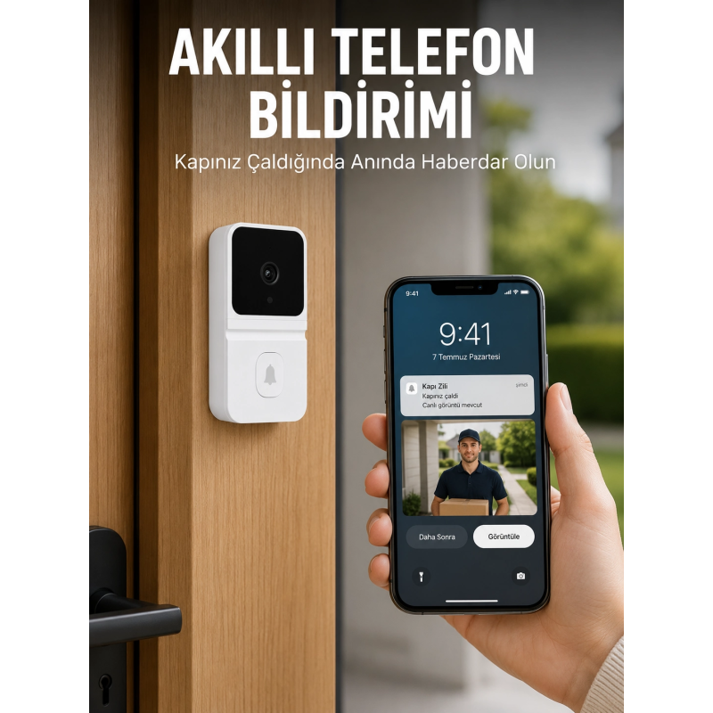 Beyaz Wi-fi Akıllı Görüntülü Kapı Zili Hd Kamera, Gece Görüşü Ve Telefon Bildirimli Kablosuz Kapı Zili Beyaz Wi-fi Akıllı Görüntülü Kapı Zili Hd Kamera, Gece Görüşü Ve Telefon Bildirimli Kablosuz Kapı Zili