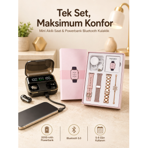 Bileklikli Amoled Ekran Akıllı Saat Ve Dijital Göstergeli Kablosuz Bluetooth Kulaklık Anc/ Enc