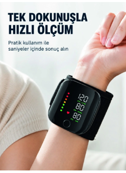 Bilekten Dijital Tansiyon Ölçer Geniş Ekran Ve Kolay Okunabilir Gösterge