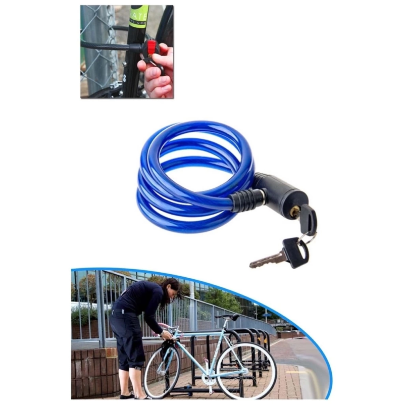 Bisiklet Kilidi Anahtarlı 17mm X 100cm Bisiklet Kilidi Anahtarlı 17mm X 100cm