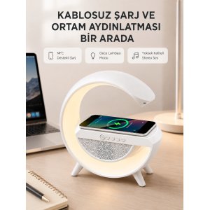 Bluetooth 5.0 Hoparlör – Kablosuz Şarj, Rgb Gece Lambası Ve Fm Radyo