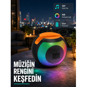 Bluetooth 5.0 Hoparlör – Rgb Işıklı, Güçlü Bas Ve 360° Surround Ses