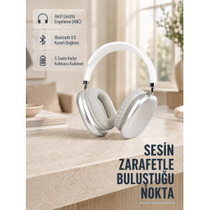 Bluetooth 5.0 Kulak Üstü Kulaklık – Uzamsal Ses, Gürültü Engelleme, Ergonomik Tasarım
