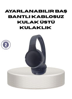 Bluetooth 5.0 Siyah Kablosuz Kulaklık 18 Saat Batarya Katlanabilir Tasarım