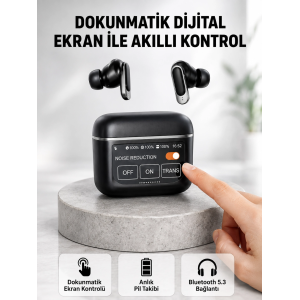 Bluetooth 5.3 Anc Kablosuz Kulaklık – Dokunmatik Kontrol, Dijital Ekran Ve Uzun Pil Ömrü