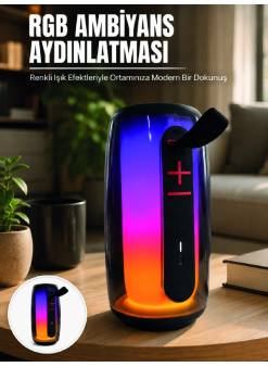Bluetooth 5.3 Rgb Led Işıklı Taşınabilir Hoparlör Usb Tf Kart Aux Destekli
