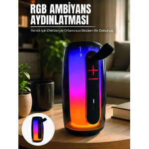 Bluetooth 5.3 Rgb Led Işıklı Taşınabilir Hoparlör Usb Tf Kart Aux Destekli