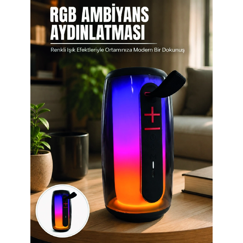 Bluetooth 5.3 Rgb Led Işıklı Taşınabilir Hoparlör Usb Tf Kart Aux Destekli Bluetooth 5.3 Rgb Led Işıklı Taşınabilir Hoparlör Usb Tf Kart Aux Destekli