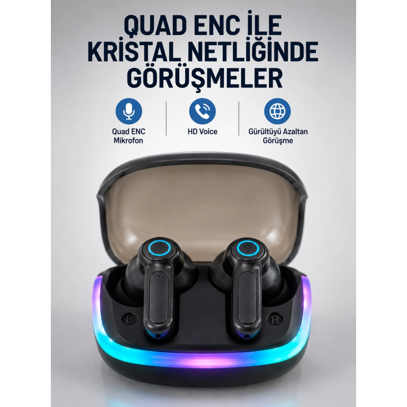 Bluetooth 5.4 Kablosuz KulaklıkQuad Enc Mikrofonlu Tws Kulaklık Bluetooth 5.4 Kablosuz KulaklıkQuad Enc Mikrofonlu Tws Kulaklık
