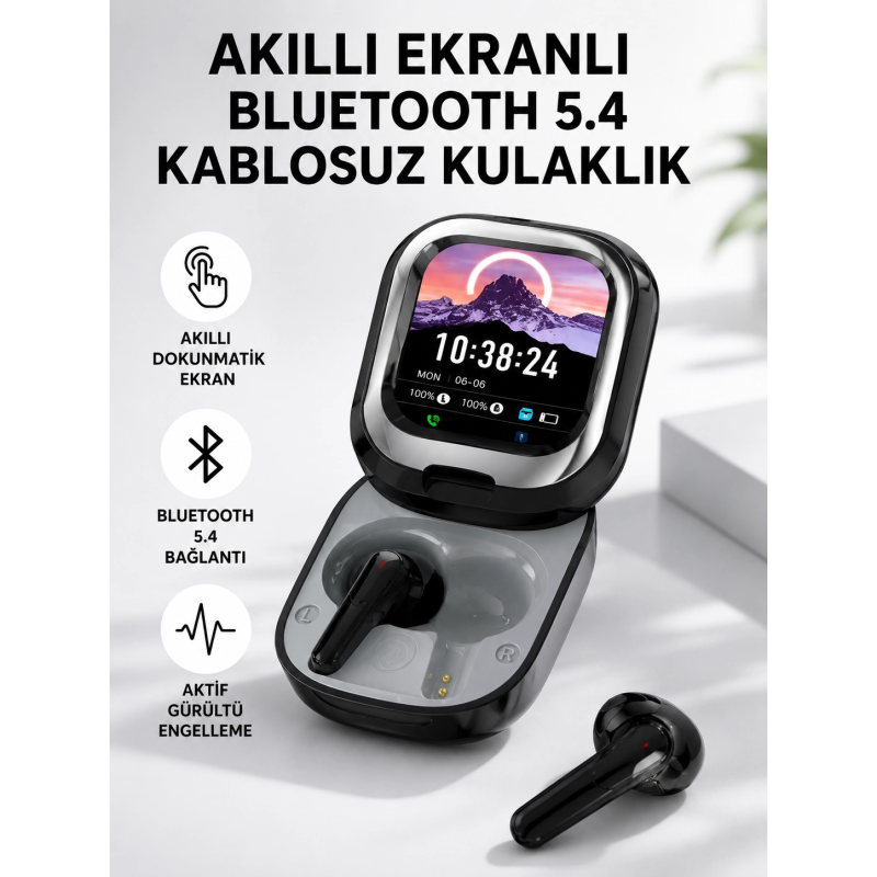 Bluetooth 5.4 Kulaklık – Gürültü Engelleme Ve Akıllı Ekranlı Şarj Kutusu Bluetooth 5.4 Kulaklık – Gürültü Engelleme Ve Akıllı Ekranlı Şarj Kutusu
