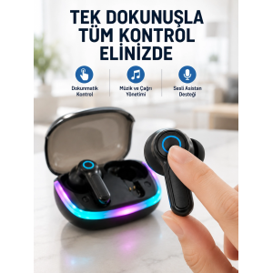 Bluetooth 5.4 Tws Kablosuz Kulaklık Quad Enc Mikrofonlu Rgb Şarj Kutulu Hd Ses