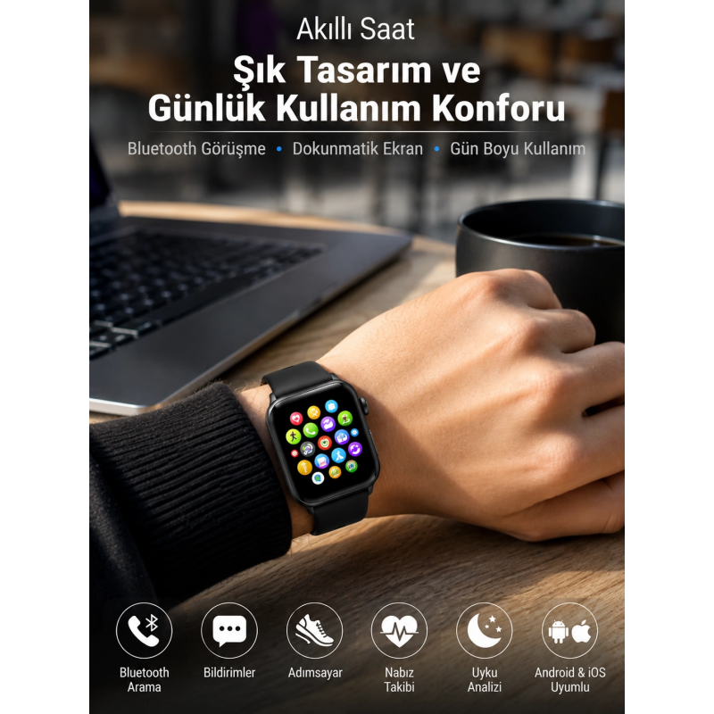 Bluetooth Arama, Akıllı Bildirimler Ve Günlük Sağlık Takibi Sunan Şık Tasarımlı Akıllı Saat Bluetooth Arama, Akıllı Bildirimler Ve Günlük Sağlık Takibi Sunan Şık Tasarımlı Akıllı Saat