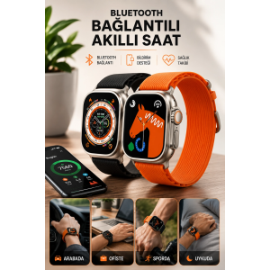 Bluetooth Bağlantılı 49mm Dokunmatik Akıllı Saat Sağlık Ve Spor Takip Özellikli