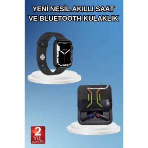Bluetooth Bağlantılı Kablosuz Kulaklık Ve Yeni Nesil Akıllı Saat 5.0 Bluetooth