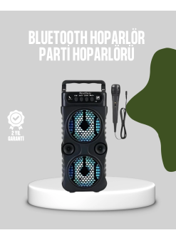 Bluetooth Bağlantılı Led Işıklı Taşınabilir Hoparlör – 1200 Mah Şarjlı, Fm Radyolu