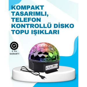 Bluetooth Bağlantılı Renkli Masaüstü Disko Topu Işık Gösterisi