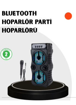 Bluetooth Bağlantılı Taşınabilir Hoparlör – Led Işıklı, Fm Radyolu, Mikrofon Girişli