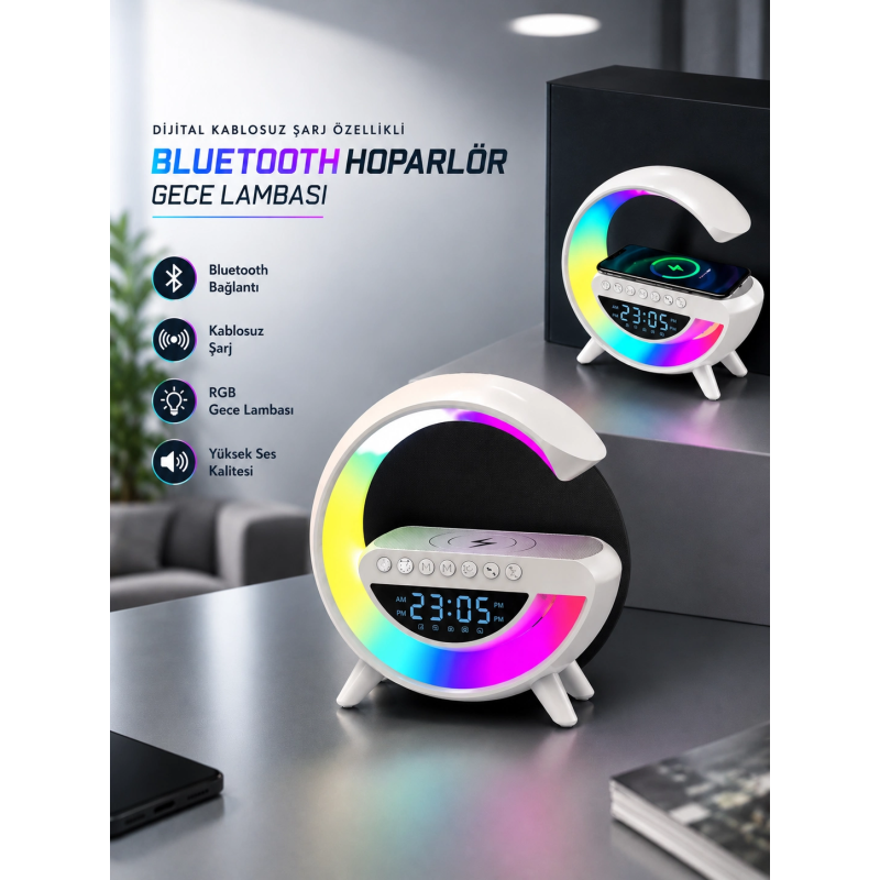 Bluetooth Hoparlör 15w Kablosuz Hızlı Şarj Led Gece Lambası Bluetooth Hoparlör 15w Kablosuz Hızlı Şarj Led Gece Lambası