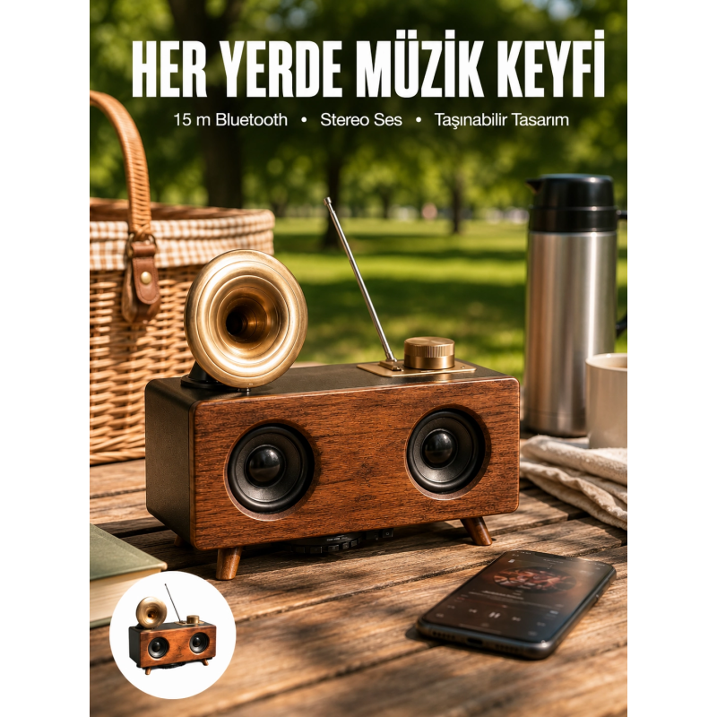 Bluetooth Hoparlör Ahşap Klasik Retro Gramofon Bluetooth Müzik Kutusu Bluetooth Hoparlör Ahşap Klasik Retro Gramofon Bluetooth Müzik Kutusu
