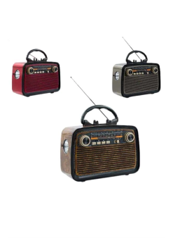 Bluetooth Hoparlör Ahşap Renk Vintage Işıklı Nostaljik Radyo Fm Ahşap Görünümlü