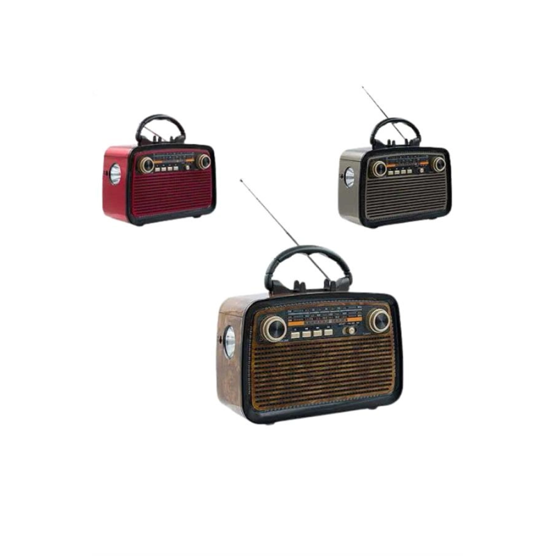 Bluetooth Hoparlör Ahşap Renk Vintage Işıklı Nostaljik Radyo Fm Ahşap Görünümlü