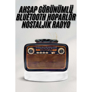 Bluetooth Hoparlör Ahşap Renk Vintage Işıklı Nostaljik Radyo Fm Ahşap Görünümlü