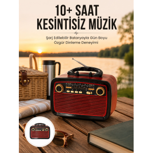 Bluetooth Hoparlör Ahşap Renk Vintage Işıklı Nostaljik Radyo Fm Ahşap Görünümlü Yeni Nesil