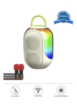 Bluetooth Hoparlör Çift Mikrofonlu Kablosuz Parti Speaker Beyaz