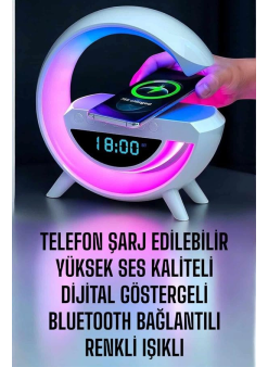Bluetooth Hoparlör Dijital Göstergeli Wireless Şarj Rgb Işıklı