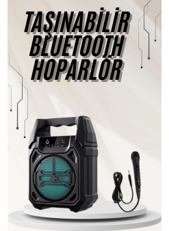 Bluetooth Hoparlör Led Işıklı Taşınabilir Kablosuz Speaker Uzun Pil Ömrü
