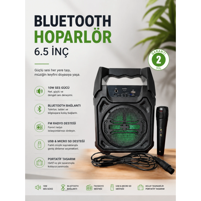 Bluetooth Hoparlör Mikrofonlu Taşınabilir Ses Sistemi Fm Radyo, Usb, Sd Kart Ve Tws Özellikli Bluetooth Hoparlör Mikrofonlu Taşınabilir Ses Sistemi Fm Radyo, Usb, Sd Kart Ve Tws Özellikli