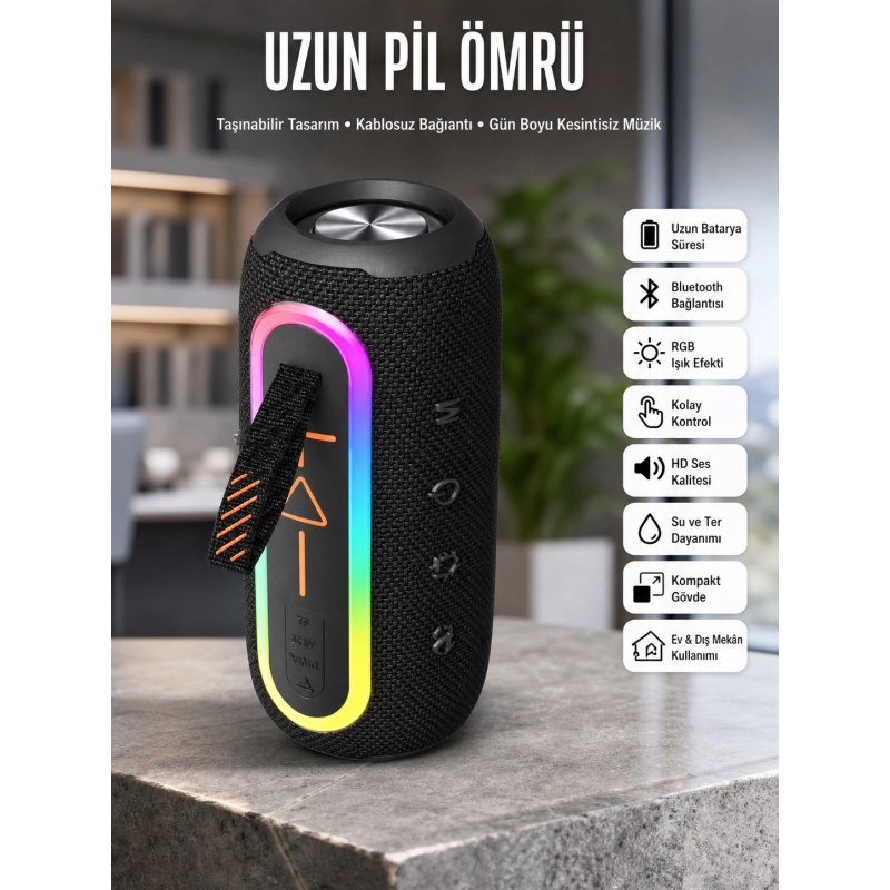 Bluetooth Hoparlör Uzun Pil Ömrü Taşınabilir Yüksek Ses Kaliteli Bluetooth Hoparlör Uzun Pil Ömrü Taşınabilir Yüksek Ses Kaliteli