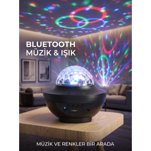 Bluetooth Hoparlörlü Rgb Disko Işığı Müzikli Parti Lambası Usb Tf Kart Destekli