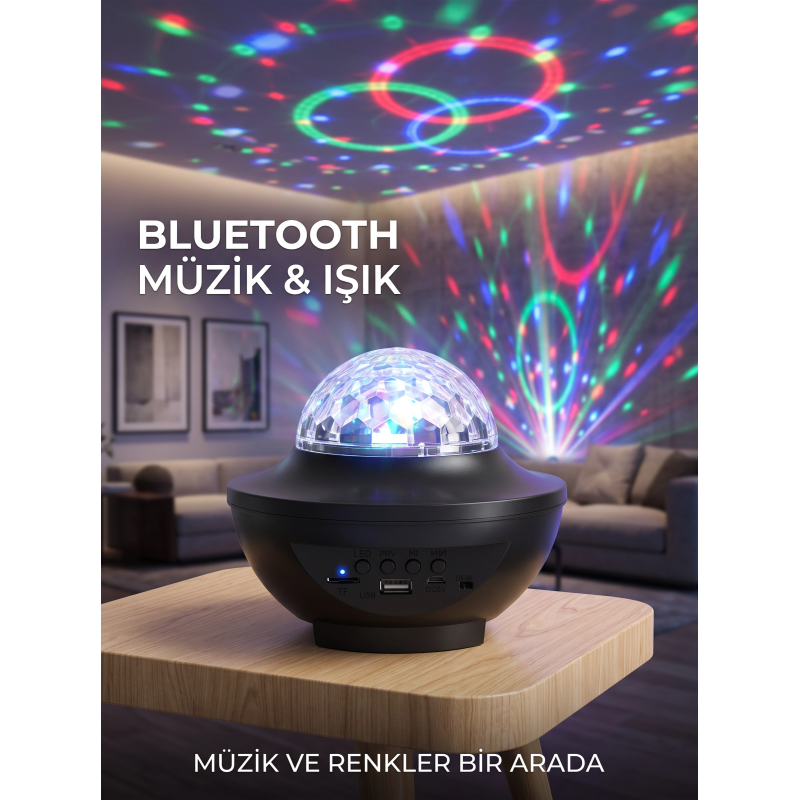 Bluetooth Hoparlörlü Rgb Disko Işığı Müzikli Parti Lambası Usb Tf Kart Destekli Bluetooth Hoparlörlü Rgb Disko Işığı Müzikli Parti Lambası Usb Tf Kart Destekli